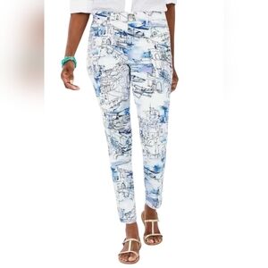 Chico's So Slimming Size 6 / S Girlfriend Ankle Pants Grecian Printed 3232-A